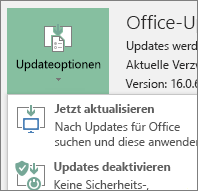 "Jetzt aktualisieren" in der Dropdownliste "Updateoptionen" auswählen