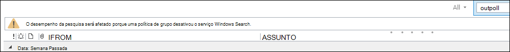 Aviso de pesquisa do Outlook