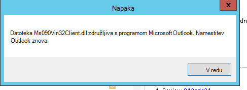 Napaka zaradi zrušitve Outlooka
